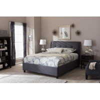 Baxton Studio BBT6572-Dark Grey-Queen-Storage Bed Lea Modern and Contemporary Dark Grey Fabric Queen Size Storage Platform Bed